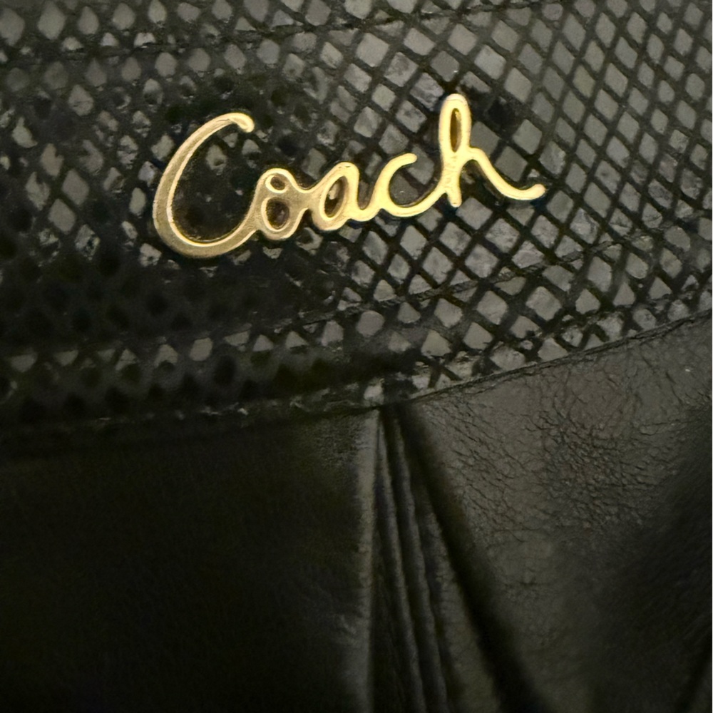 COACH Ashley Hippie Crossbody Satchel Black Leather and Snake Print Trim - Picture 5 of 11